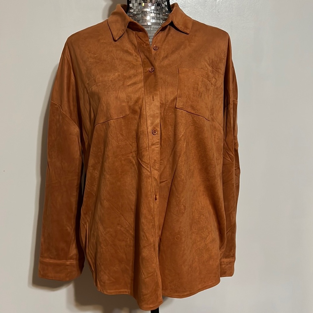 Missguided Rust Orange Button-Down Shirt